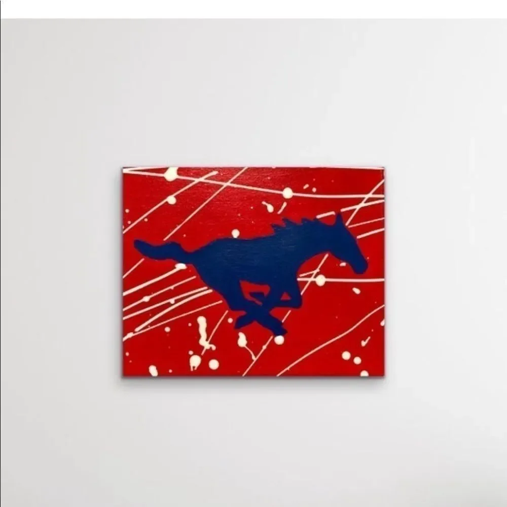 Hand painted SMU Mustang painting 8 x 10